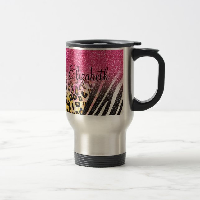 Taza De Viaje Impresión de leopardo ondulado, rayas de cebra (Derecha)