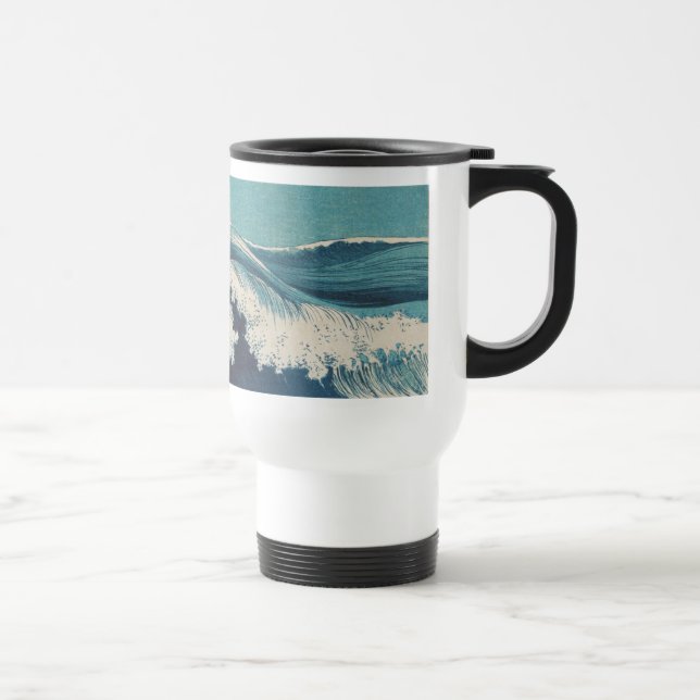 Taza De Viaje Impresión de océanos de olas azules japonesas anti (Derecha)