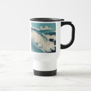 Taza De Viaje Impresión de océanos de olas azules japonesas anti