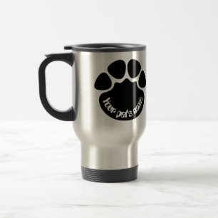Taza De Viaje Impresión de pata de perro personalizada con nombr