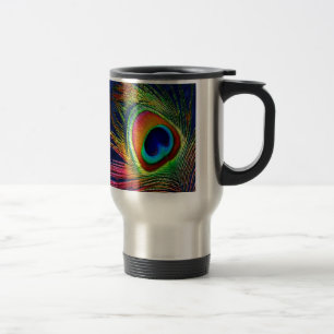 Taza De Viaje Impresión de pluma de pavo real colorida