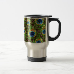 Taza De Viaje Impresión de plumas de pavo real colorido RAB Rock