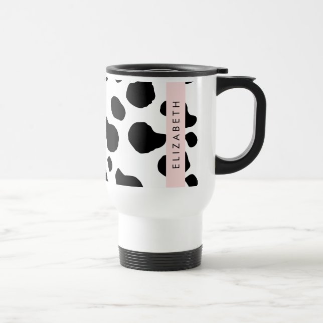 Taza De Viaje Impresión de vaca, Cuadros De Vaca, Blanco Y Negro (Derecha)