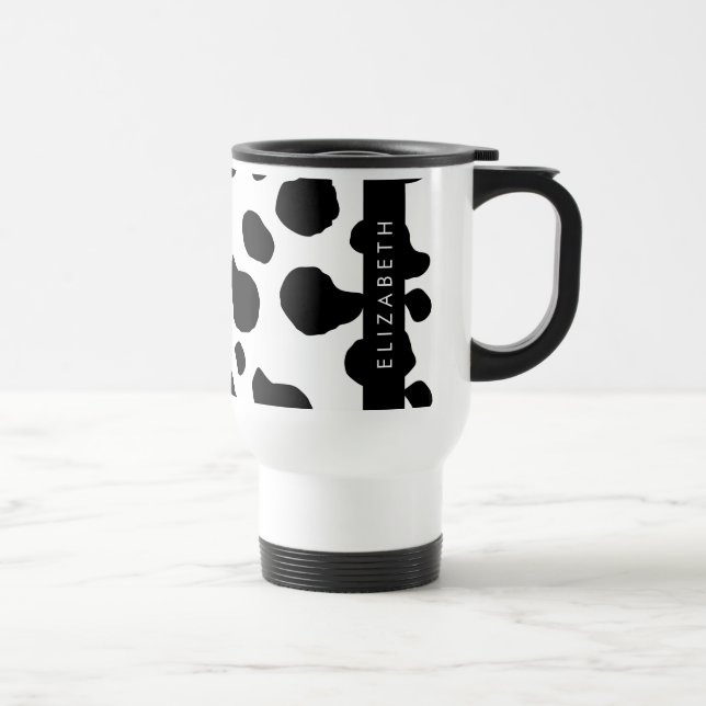 Taza De Viaje Impresión de vaca, Cuadros De Vaca, Blanco Y Negro (Derecha)