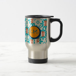Taza De Viaje Impresión floral vintage monogramada
