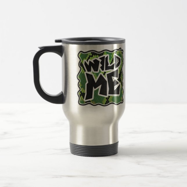 Taza De Viaje Impresión verde y negra de Serpiente salvaje (Izquierda)
