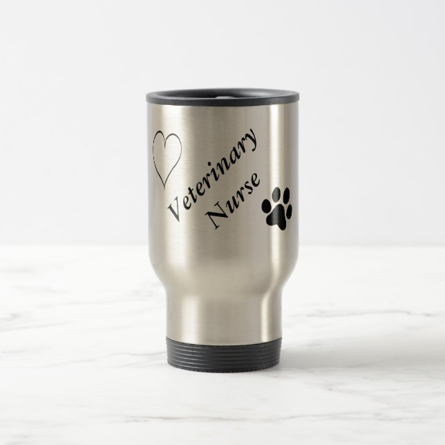 Taza De Viaje Impresión y corazón Enfermera-Negros veterinarios (Centro)