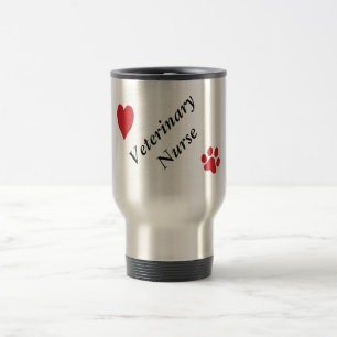 Taza De Viaje Impresión y corazón Enfermera-Rojos veterinarios