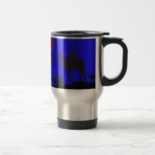 Taza De Viaje Impresionante Arte de Camello Safari en Puesta de
