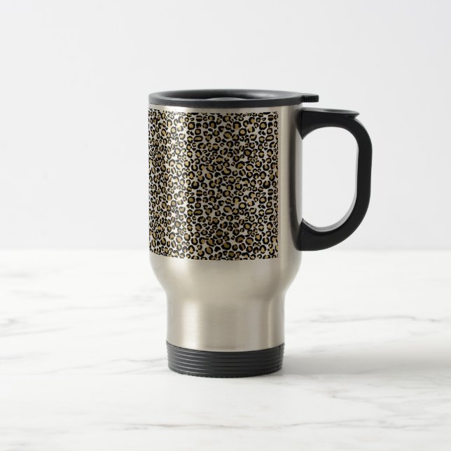 Taza De Viaje Imprimir Leopardo negro dorado (Derecha)