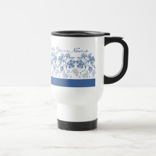 Taza De Viaje Indigo personalizado en blanco de bloqueo de viaje