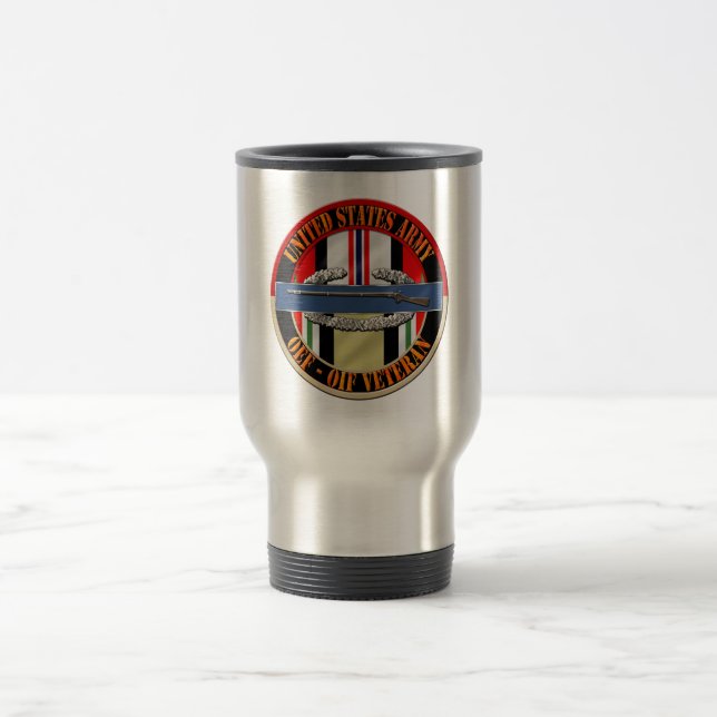 Taza De Viaje Infantería del CIB del veterano de OEF OIF (Centro)