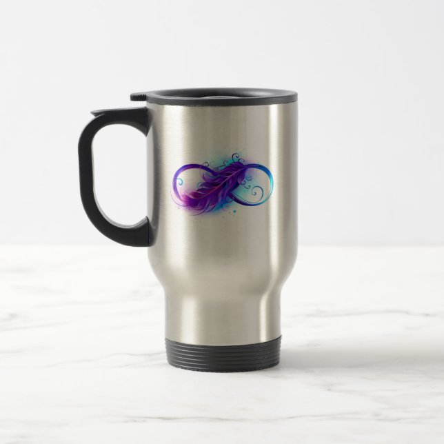 Taza De Viaje Infinito con plumas púrpura (Izquierda)