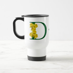 Taza De Viaje Inicial D de Monograma de Narciso Personalizado