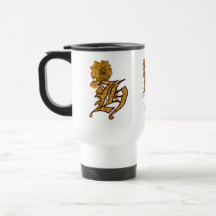 Taza De Viaje Inicial de monograma H Elegante Peonía Personaliza