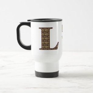 Taza De Viaje Inicial de monograma L Floral Vintage Personalizad