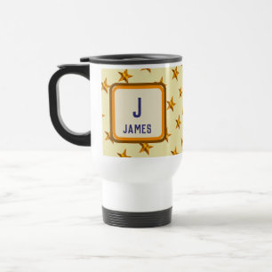 Taza De Viaje Inicial de monograma negrita estrella dorada prime