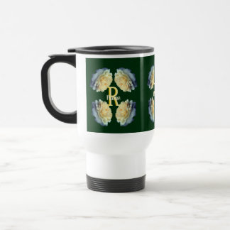 Taza De Viaje Inicial de monograma personalizado con rosas amari