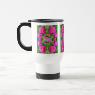 Taza De Viaje Inicial de Monograma Personalizado Nombre Zinnias