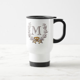 Taza De Viaje Inicial personalizada guirnalda del monograma del