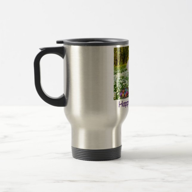 taza de viaje inoxidable. Feliz Pascua. (Izquierda)