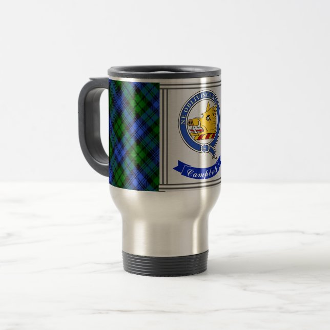 Taza De Viaje Insignia Campbell Clan y Tartán personalizado (Anverso izquierdo)