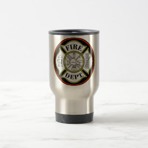 Taza De Viaje Insignia redonda del cuerpo de bomberos