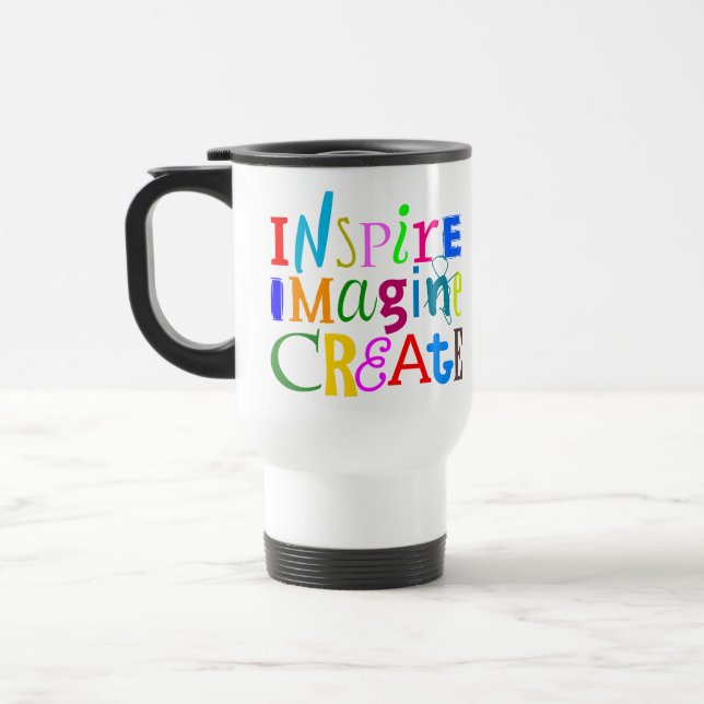 Taza De Viaje Inspire, Imagine, Create - Motivación de viaje (Izquierda)