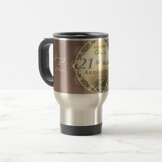 Taza De Viaje Iolite y Brass Mug, 21° Aniversario Boda (Anverso izquierdo)