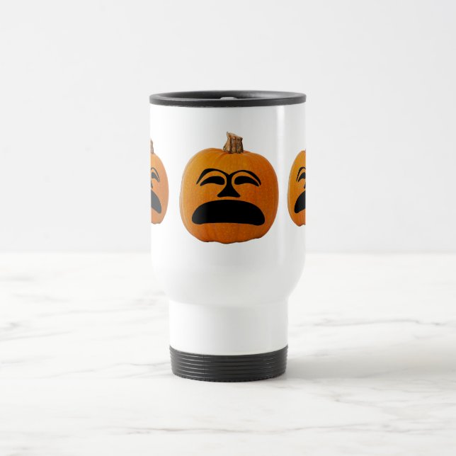 Taza De Viaje Jack o' Lantern Cara infeliz, calabaza de Hallowee (Centro)