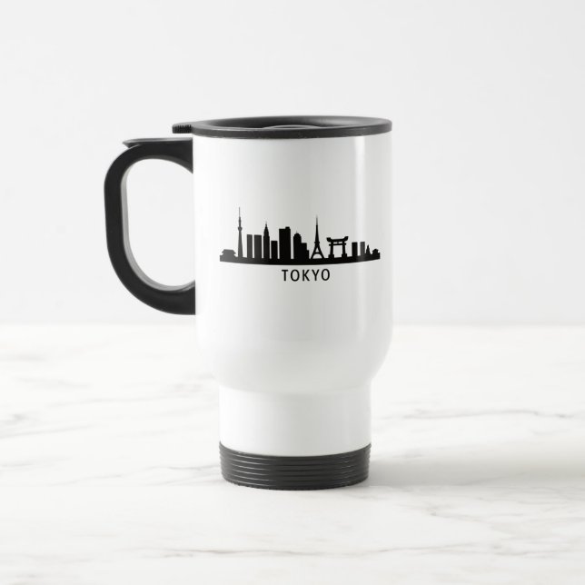 Taza De Viaje Japan Cityscape Travel | Tokyo Skyline Silhouette (Izquierda)