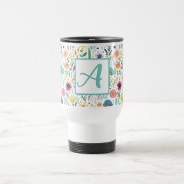 Taza De Viaje Jardín caprichoso de flores sobre el Mug Blanco