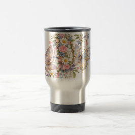 Taza De Viaje Jardín de Cumpleaños de Mariposa Pastel