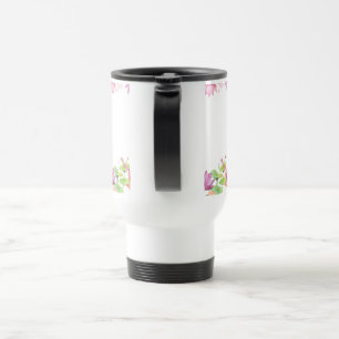 Taza De Viaje Jardín floral de loto rosa acuarela BODA