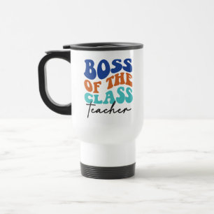 Taza De Viaje Jefe del profesor de clase Wordart