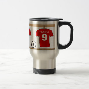 Taza De Viaje Jersey de fútbol rojo y blanco personalizado del