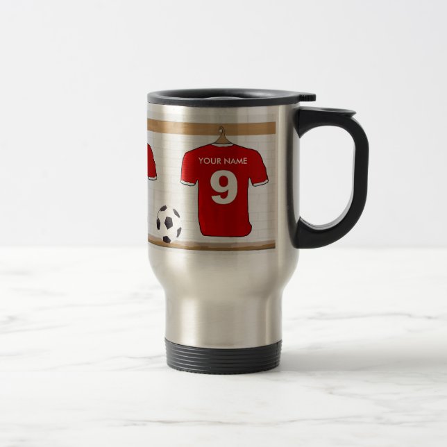 Taza De Viaje Jersey de fútbol rojo y blanco personalizado del (Derecha)