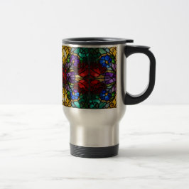 Taza De Viaje Jewel Tone Floral Stained Glass Art Mug