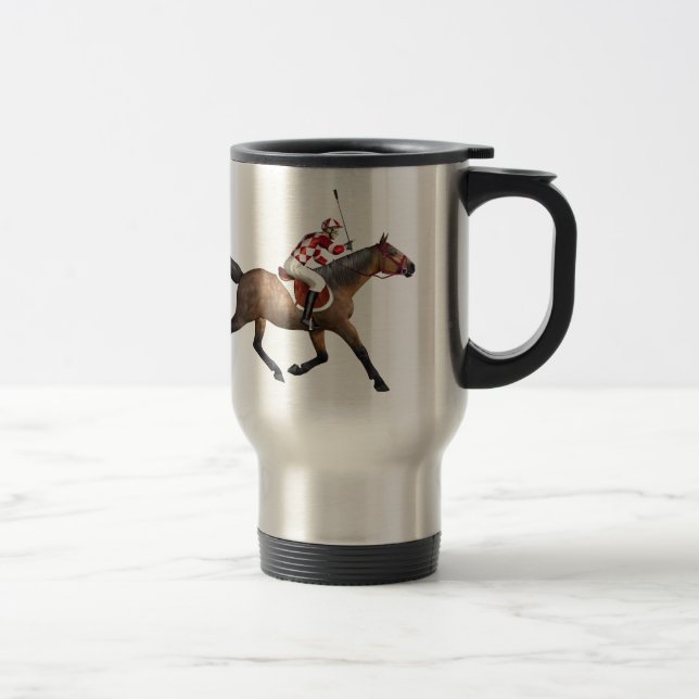 Taza De Viaje Jinete y caballo de la carrera de caballos (Derecha)