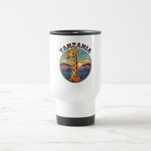 Taza De Viaje jirafa de tanzania símbolo animal nacional cartoon