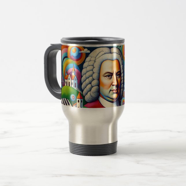 Taza De Viaje Johann Sebastian Bach: retrato en un pintor modern (Anverso izquierdo)