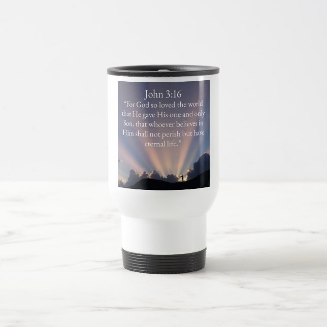 Taza De Viaje John 3:16 Bible Verse Coffee Travel Mug (Centro)