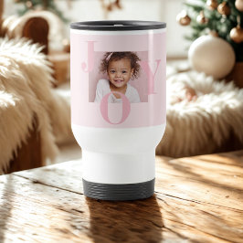 Taza De Viaje JOY Blush Pink Modern Christmas | Personalized