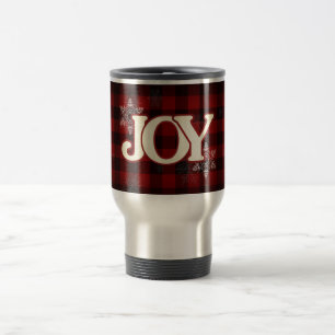 Taza De Viaje JOY de los Navidades Elegante Red Buffalo plaid