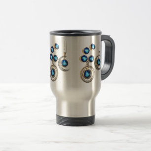 Taza De Viaje joyas navidades Árbol azul negro brillante Luna