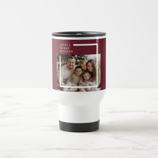 Taza De Viaje Joyful Merry Blessed Christmas Photo  (Centro)