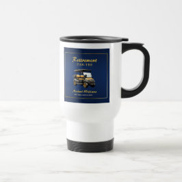 Taza De Viaje Jubilación Elegante Tema Golf Carro Oro Azul