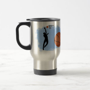 Taza De Viaje Jugador de baloncesto masculino y balón personaliz