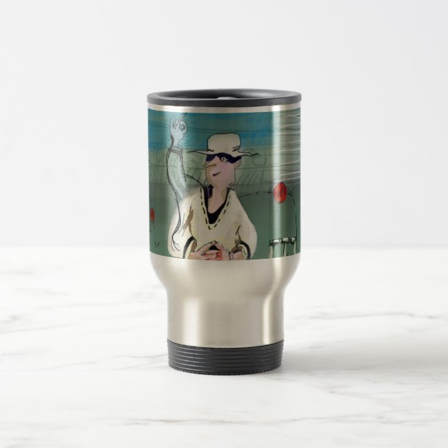 Taza De Viaje Jugador de criquet maníaco (Centro)
