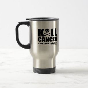 Taza De Viaje K*LL CANCER y la celda en la que entró